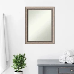 22" X 28" Non-Beveled Lyla Ornate Bathroom Wall Mirror Silver - Amanti Art -Home Decor Shop GUEST bb6d0e94 d6db 4eb6 9754 d013cea5f3ab