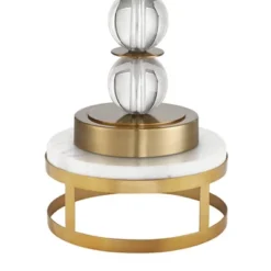 Vienna Full Spectrum Halston Buffet Table Lamp With Round Riser 36 1/4" Tall Crystal Ball Brass Off White Fabric Drum Shade For Bedroom Living Room -Home Decor Shop GUEST bc91b0d4 5bab 4bef a5da 39151b4fe501
