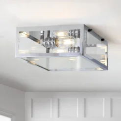 12" Metal/Glass Grayson Flush Mount (Includes Energy Efficient Light Bulb) - JONATHAN Y