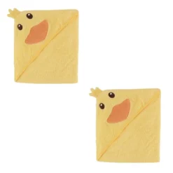 Luvable Friends Unisex Baby Cotton Animal Face Hooded Towel, Duck 2-Piece, One Size