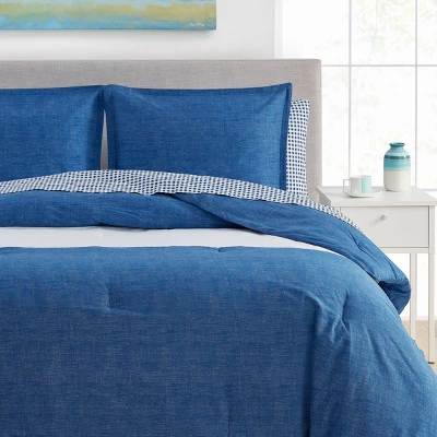 King Easton Duvet Cover Set Navy - Poppy & Fritz 3 King Easton Duvet Cover Set Navy - Poppy & Fritz