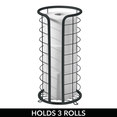 MDesign Metal Free Standing Toilet Paper Stand, Holds 3 Rolls 5 MDesign Metal Free Standing Toilet Paper Stand, Holds 3 Rolls - Image 3