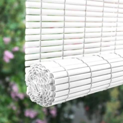 36" X 72" Outdoor Oval Vinyl Cord-Free PVC Rollup Blinds White - Radiance