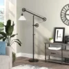 70 In. Pulley Metal Black And Bronze And With Milk Shade Floor Lamp - Henn&Hart -Home Decor Shop GUEST c0170f0b 7a49 4b8a a717 32285fc6cacc