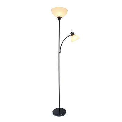 71.5" Traditional 2 Light Mother Daughter Metal Floor Lamp With Torchiere And Reading Light Black - Creekwood Home 3 71.5" Traditional 2 Light Mother Daughter Metal Floor Lamp With Torchiere And Reading Light Black - Creekwood Home