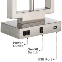 Possini Euro Design Modern Table Lamp With USB Outlet Reading Light LED 29.25" Tall Brushed Nickel Rectangular Off White Shade Bedroom Office 13 Possini Euro Design Modern Table Lamp With USB Outlet Reading Light LED 29.25" Tall Brushed Nickel Rectangular Off White Shade Bedroom Office -Home Decor Shop GUEST c2ec8e84 7e12 4f6d 8631 95d4c819274f