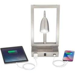 Possini Euro Design Modern Table Lamp With USB Outlet Reading Light LED 29.25" Tall Brushed Nickel Rectangular Off White Shade Bedroom Office 12 Possini Euro Design Modern Table Lamp With USB Outlet Reading Light LED 29.25" Tall Brushed Nickel Rectangular Off White Shade Bedroom Office -Home Decor Shop GUEST c35c7439 94c9 43f0 9cd2 642b430b7a03