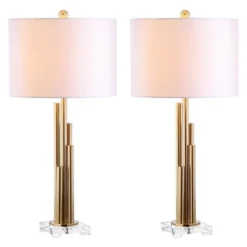 Home Decor Shop 29 (Set Of 2) 32" Hopper Table Lamp Brass Gold (Includes LED Light Bulb) - Safavieh
