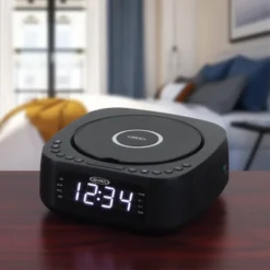 JENSEN Stereo Dual Alarm Clock With Top Loading CD/MP3 CD Player - Black -Home Decor Shop GUEST c785d47c 6dc9 4d05 b74e 4b13375611e8