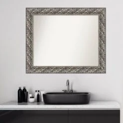 34" X 28" Non-Beveled Silver Luxor Wood Bathroom Wall Mirror - Amanti Art -Home Decor Shop GUEST c81ae2a3 478e 4fb9 9868 f1ad0d12a166