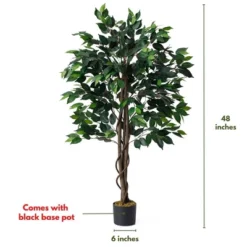 Forever Leaf 48" Artificial Ficus Silk Tree In Black Pot, Indoor Artificial Plant For Home Decor -Home Decor Shop GUEST c820e2a1 5afa 48f3 8b63 5de9a542c862