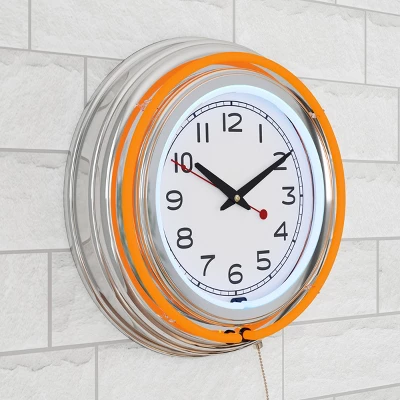 Hastings Home 14" Round Double Light Ring Analog Neon Wall Clock 10 Hastings Home 14" Round Double Light Ring Analog Neon Wall Clock - Image 8