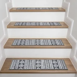 World Rug Gallery Geometric Bohemian Non-Slip Stair Treads -Home Decor Shop GUEST c8ed4ac6 95eb 4857 99b4 89b907c0069f