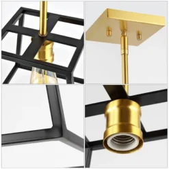 9.25" 1-Light Girard Farmhouse Industrial Iron LED Pendant Black/Brass Gold - JONATHAN Y -Home Decor Shop GUEST c92aaa37 9be1 4704 a8b5 aeaa0fb5af3c