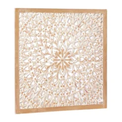 Wood Floral Handmade Intricately Carved Wall Decor With Mandala Design Light Brown - Olivia & May -Home Decor Shop GUEST c98ac5ad 775c 42f4 ac10 b1ef38e939ba