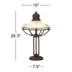 Franklin Iron Works Rustic Industrial Table Lamp 26 1/2" High With USB Dimmer Rust Bronze Haft Dome Glass Shade For Bedroom Living Room House Desk -Home Decor Shop GUEST cc63de24 7dbe 418d 8499 816a49284172