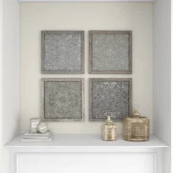 Metal Floral Embossed Wall Decor Set Of 4 Gray - Olivia & May 35 Metal Floral Embossed Wall Decor Set Of 4 Gray - Olivia & May -Home Decor Shop GUEST cea6a23a 42ba 4401 adcc 6db73120d14c