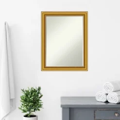 Amanti Art Townhouse Gold Petite Bevel Wood Bathroom Wall Mirror 27.5 X 21.5 In. -Home Decor Shop GUEST d0c50a5b 8de0 47d6 9430 60264c489482