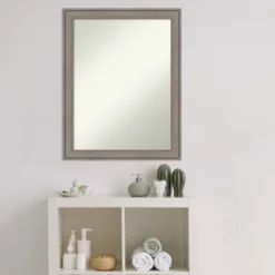 Greywash Non-Beveled Wood Bathroom Wall Mirror -Home Decor Shop GUEST d4082b26 19ee 44ff aaa1 a24803b4e440