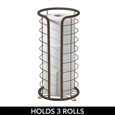 MDesign Metal Free Standing Toilet Paper Stand, Holds 3 Rolls 4 MDesign Metal Free Standing Toilet Paper Stand, Holds 3 Rolls - Image 2