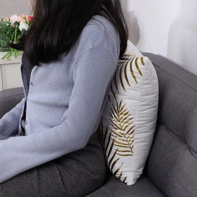 PiccoCasa Flannelette Square Leaves Pillow Cover 2 Pcs 5 PiccoCasa Flannelette Square Leaves Pillow Cover 2 Pcs - Image 3