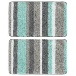 MDesign Soft Striped Microfiber Non-Slip Spa Mat, 34" X 21", 2 Pack -Home Decor Shop GUEST d6f465b2 800c 4b8f a622 f683c379b8ea