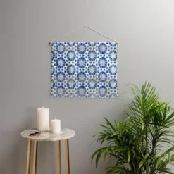 16" X 22" Small Schatzi Farah Tile Fiber Wall Hanging Brown/Blue - Deny Designs