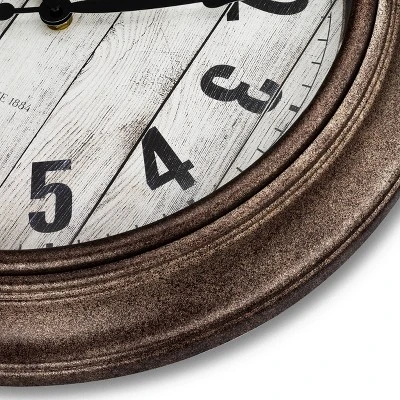 15.5" Vintage Wall Clock With Distressed Dial Bronze - Westclox 3 15.5" Vintage Wall Clock With Distressed Dial Bronze - Westclox