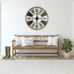 Northlight 28" Multi-Tonal Whitewashed Round Wall Clock
