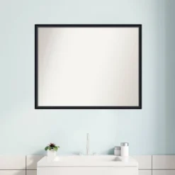 29" X 23" Non-Beveled Lucie Wood Bathroom Wall Mirror Black - Amanti Art -Home Decor Shop GUEST d92640f9 65c0 41be 8512 de6408da22c2