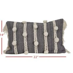 Gray Striped Hand Woven 14x22" Cotton Decorative Throw Pillow With Hand Tied Fringe And Pom Poms - Foreside Home & Garden 8 Gray Striped Hand Woven 14x22" Cotton Decorative Throw Pillow With Hand Tied Fringe And Pom Poms - Foreside Home & Garden -Home Decor Shop GUEST d96f0ff8 548f 41de ba5e 9c0c8fccc2c6
