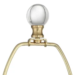 Vienna Full Spectrum Halston Buffet Table Lamp With Round Riser 36 1/4" Tall Crystal Ball Brass Off White Fabric Drum Shade For Bedroom Living Room