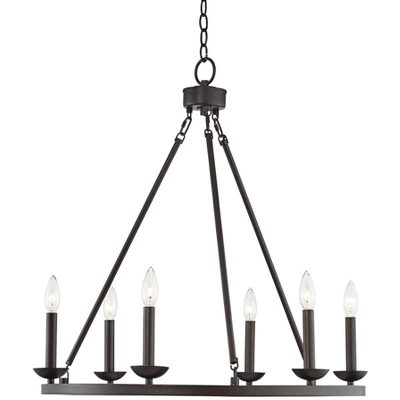 Franklin Iron Works Myland Bronze Wagon Wheel Chandelier 27" Wide Industrial 6-Light Fixture For Dining Room House Kitchen Island Entryway Bedroom 7 Franklin Iron Works Myland Bronze Wagon Wheel Chandelier 27" Wide Industrial 6-Light Fixture For Dining Room House Kitchen Island Entryway Bedroom - Image 5