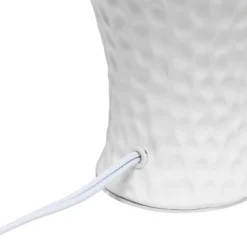 20.08" Traditional Ceramic Texture Imprint Winding Table Desk Lamp With Matching Fabric Shade White - Creekwood Home -Home Decor Shop GUEST dc979a9a 6326 4ed1 8186 a856298a81f1