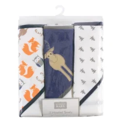 Hudson Baby Infant Boy Cotton Rich Hooded Towels, Blue Moose, One Size