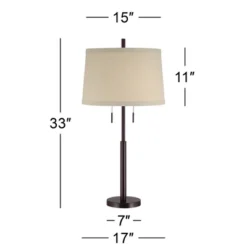 Possini Euro Design Modern Buffet Table Lamp 33" Tall With USB Charging Port Dark Bronze Drum Shade For Bedroom Living Room Office -Home Decor Shop GUEST dcc07fcf 70fe 4765 9a48 e7b3bafa7865
