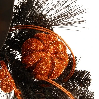 National Tree Company Artificial Witch's Wreath, Decorated With Black And Orange Trim, Ball Ornaments, Halloween Collection, 24 Inches 4 National Tree Company Artificial Witch's Wreath, Decorated With Black And Orange Trim, Ball Ornaments, Halloween Collection, 24 Inches - Image 2