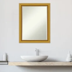 Amanti Art Townhouse Gold Petite Bevel Wood Bathroom Wall Mirror 27.5 X 21.5 In. -Home Decor Shop GUEST de1617fc e802 410e b703 22d674e6af73