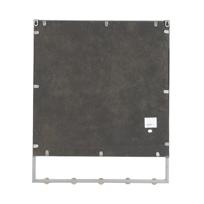 Wood 5 Hooks Wall Mirror Black - Novogratz 5 Wood 5 Hooks Wall Mirror Black - Novogratz - Image 3