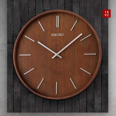 Seiko 13" Maddox Wooden Wall Clock, Brown 3 Seiko 13" Maddox Wooden Wall Clock, Brown