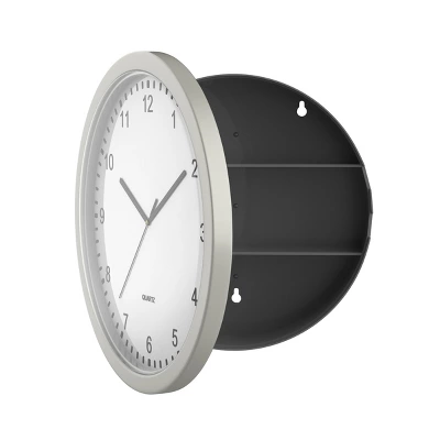 Hastings Home Analog Wall Clock With Hidden Compartments - 10", Silver 6 Hastings Home Analog Wall Clock With Hidden Compartments - 10", Silver - Image 4