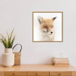 16" X 16" Satisfied Fox By Doris Reindl Framed Canvas Wall Art - Amanti Art -Home Decor Shop GUEST e1cfc5b6 ba1f 45aa a68c a58112ae41ac