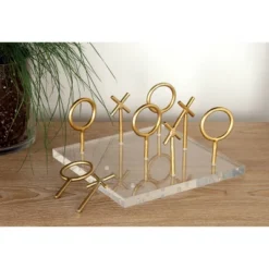 8" X 5" Glam Style Metallic Tic Tac Toe Game Set On Clear Acrylic Board Gold - CosmoLiving By Cosmopolitan