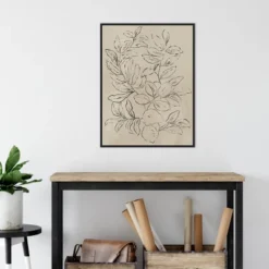 22" X 30" Outlined Leaves I By Asia Jensen Framed Canvas Wall Art Black - Amanti Art -Home Decor Shop GUEST e3ee7d71 6fa6 4dfc 8aa2 6295a04920e7