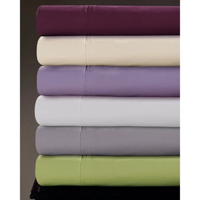Long Staple Cotton Percale Deep Pocket Solid Sheet Set 350 Thread Count - Tribeca Living® 4 Long Staple Cotton Percale Deep Pocket Solid Sheet Set 350 Thread Count - Tribeca Living® - Image 2