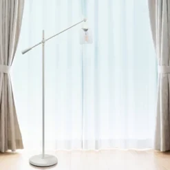 Swing Arm Floor Lamp With Glass Cylindrical Shade White - Lalia Home -Home Decor Shop GUEST e8414705 0645 4849 84c8 bd0503bd3633