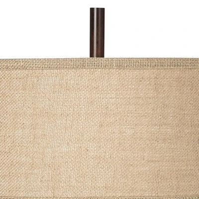 Franklin Iron Works Tremont Modern Mid Century Table Lamps 31 1/2" Tall Set Of 2 Rich Bronze Iron Burlap Fabric Drum Shade For Bedroom Living Room 4 Franklin Iron Works Tremont Modern Mid Century Table Lamps 31 1/2" Tall Set Of 2 Rich Bronze Iron Burlap Fabric Drum Shade For Bedroom Living Room - Image 2