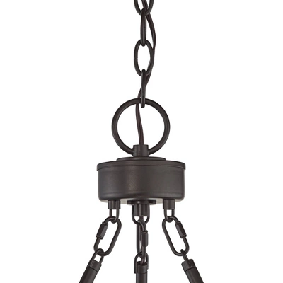 Franklin Iron Works Myland Bronze Wagon Wheel Chandelier 27" Wide Industrial 6-Light Fixture For Dining Room House Kitchen Island Entryway Bedroom 5 Franklin Iron Works Myland Bronze Wagon Wheel Chandelier 27" Wide Industrial 6-Light Fixture For Dining Room House Kitchen Island Entryway Bedroom - Image 3