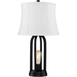 360 Lighting Marcel Industrial Table Lamps 24 1/4" High Set Of 2 Black With USB Charging Port And Nightlight LED Cream Shade For Bedroom Bedside Desk -Home Decor Shop GUEST ea3a164c fa0b 40e2 a3ea 4302b9441968