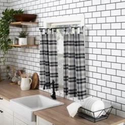 Blair Farmhouse Plaid Semi-Sheer Tab Top Kitchen Curtain Valance And Tiers Set - No. 918 -Home Decor Shop GUEST eae7d540 3f36 4e02 af22 7c7b046d9e2d